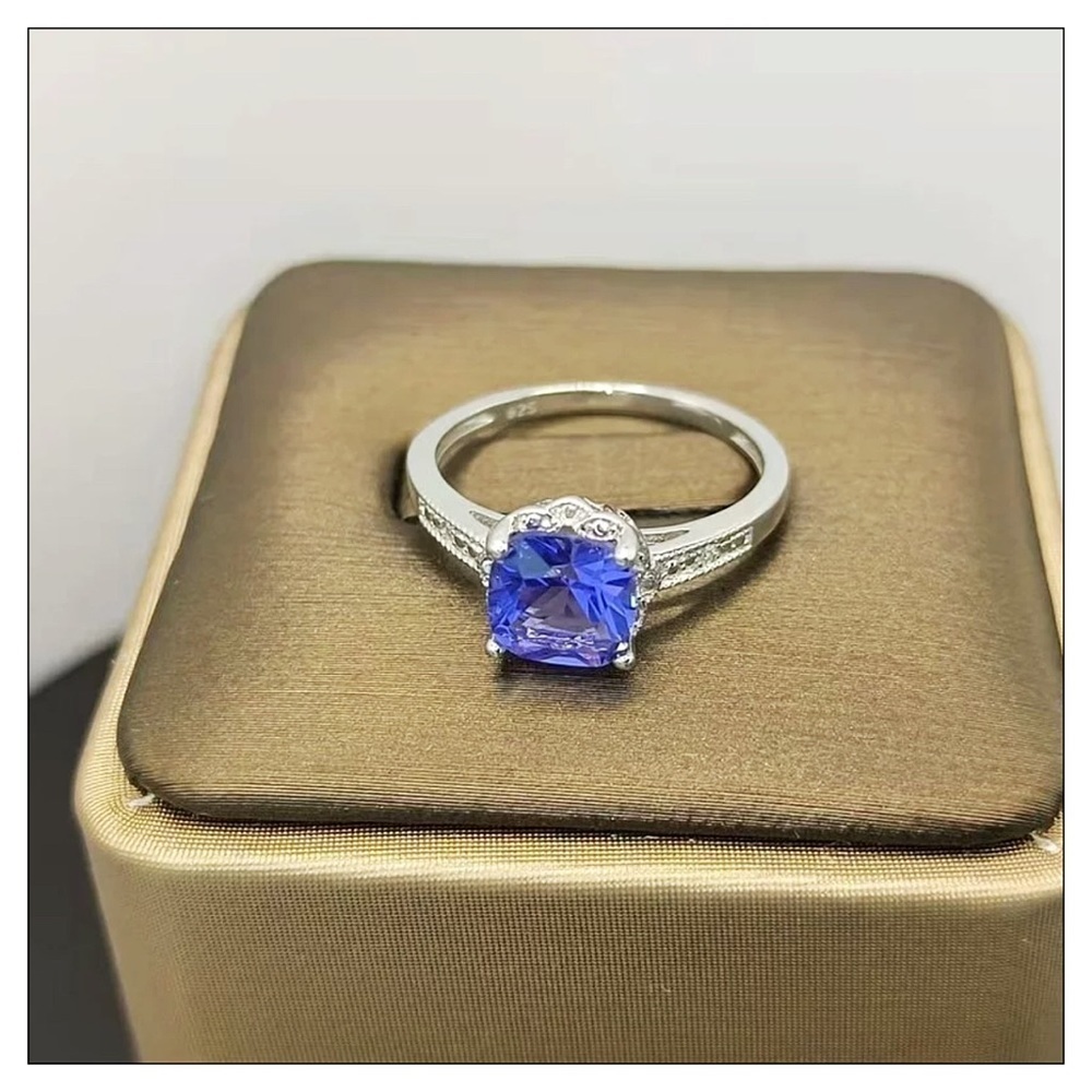 NEW Sterling Silver Nano 7mm Tanzanite Ring